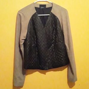 Tan and black wool pleather jacket